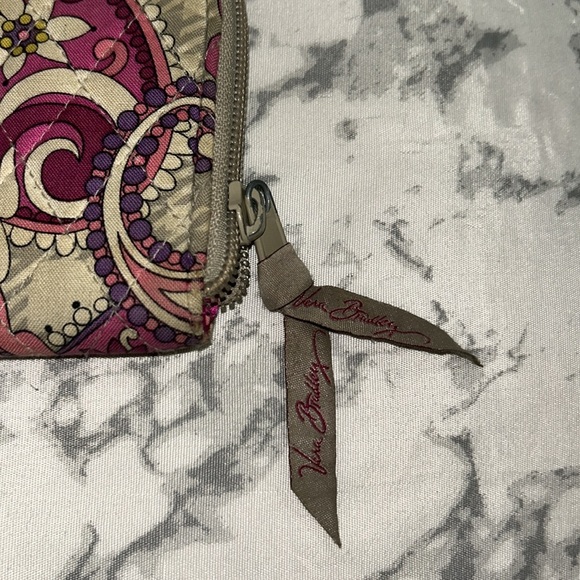 Vera Bradley Pink and Tan Paisley Wallet with Zipper Closure - Picture 2 of 4
